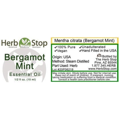 Bergamot Mint Essential Oil Label