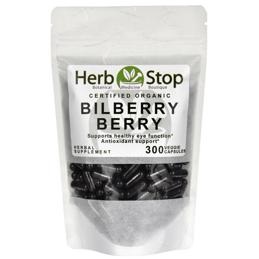 Organic Bilberry Berry Capsules Bulk Bag