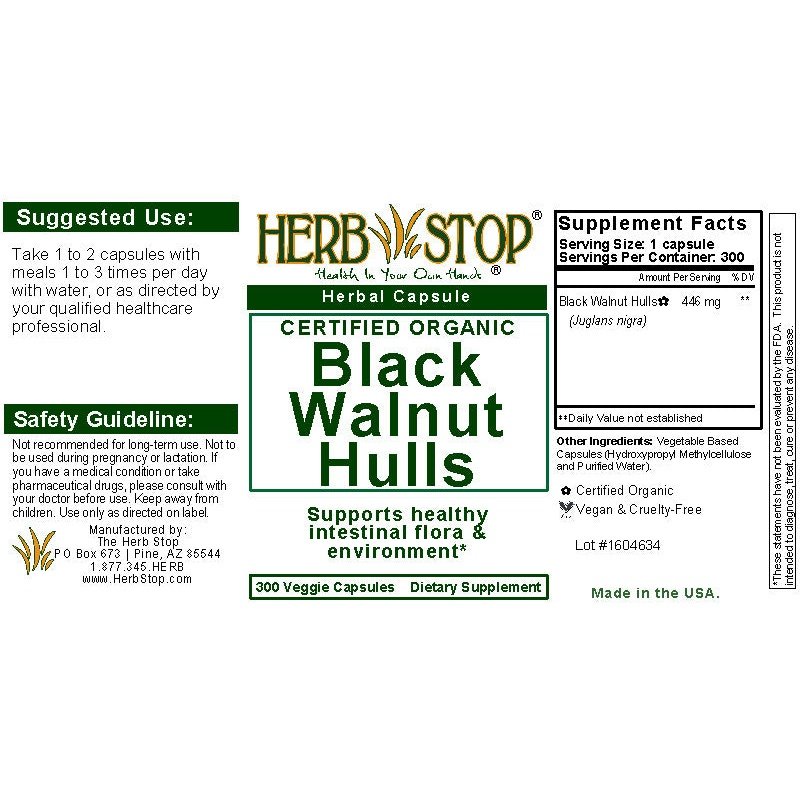 Black Walnut Hulls Capsules Label