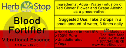 Blood Fortifier Vibrational Essence Label