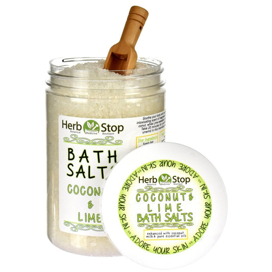 Coconut & Lime Bath Salt Open Jar with Scoop