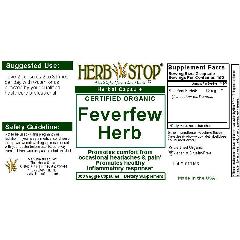 Feverfew Capsules Label