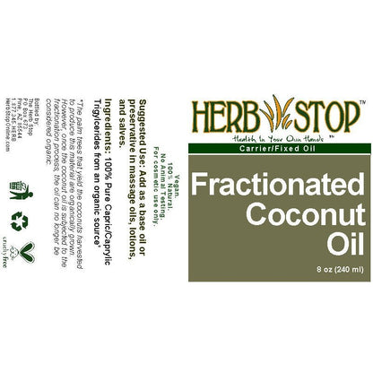 Fractionated Coconut Oil 8 oz Label