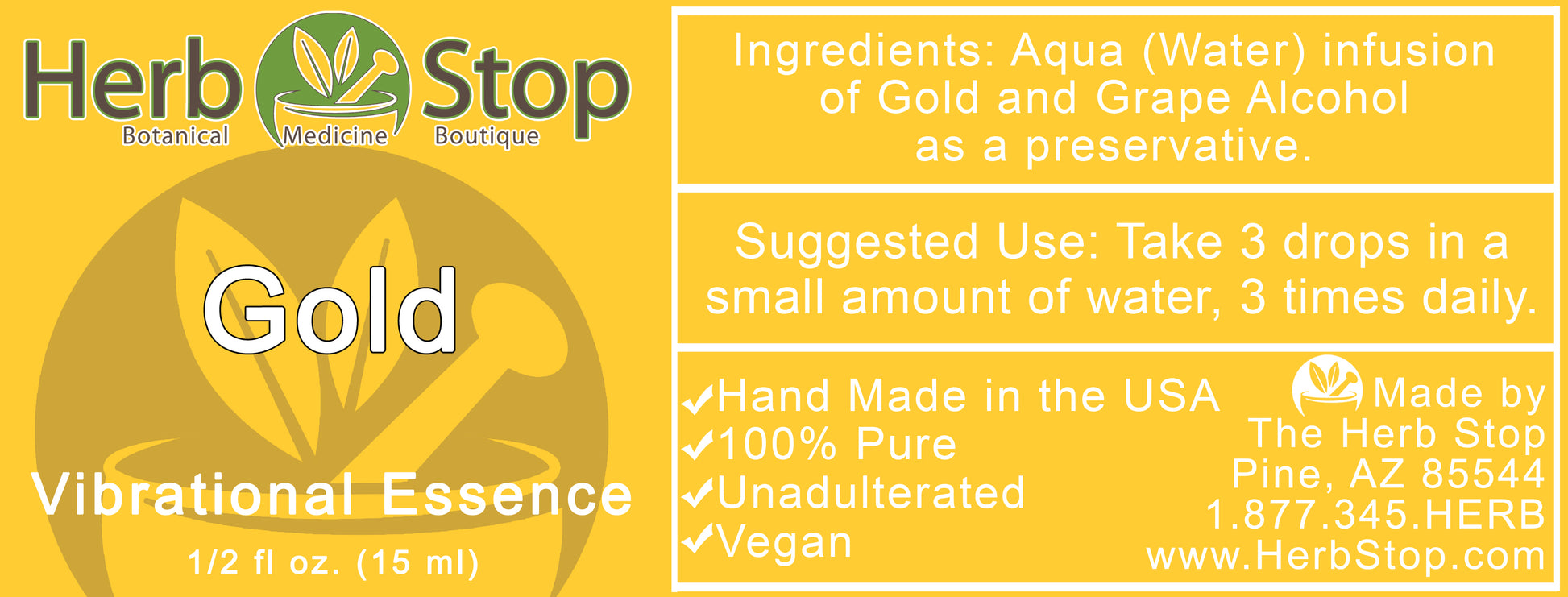 Gold Vibrational Essence Label