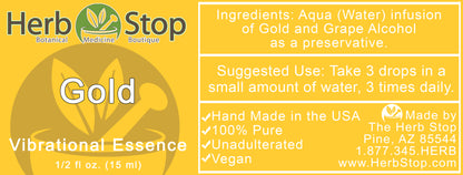 Gold Vibrational Essence Label