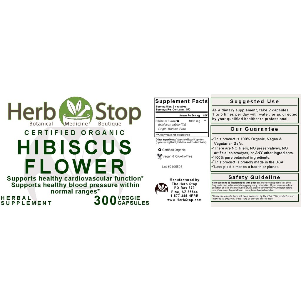 Organic Hibiscus Flower Capsules Label