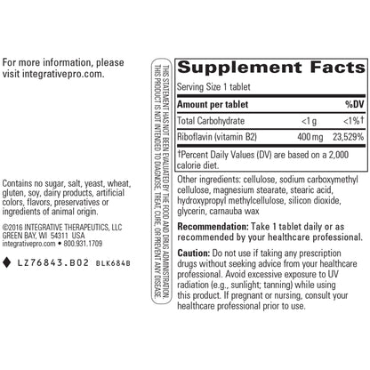 Integrative Therapeutics Riboflavin Vitamin B2 Supplement Facts
