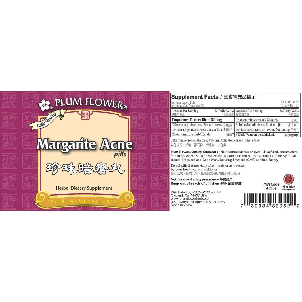 Margarite Acne Pills Label