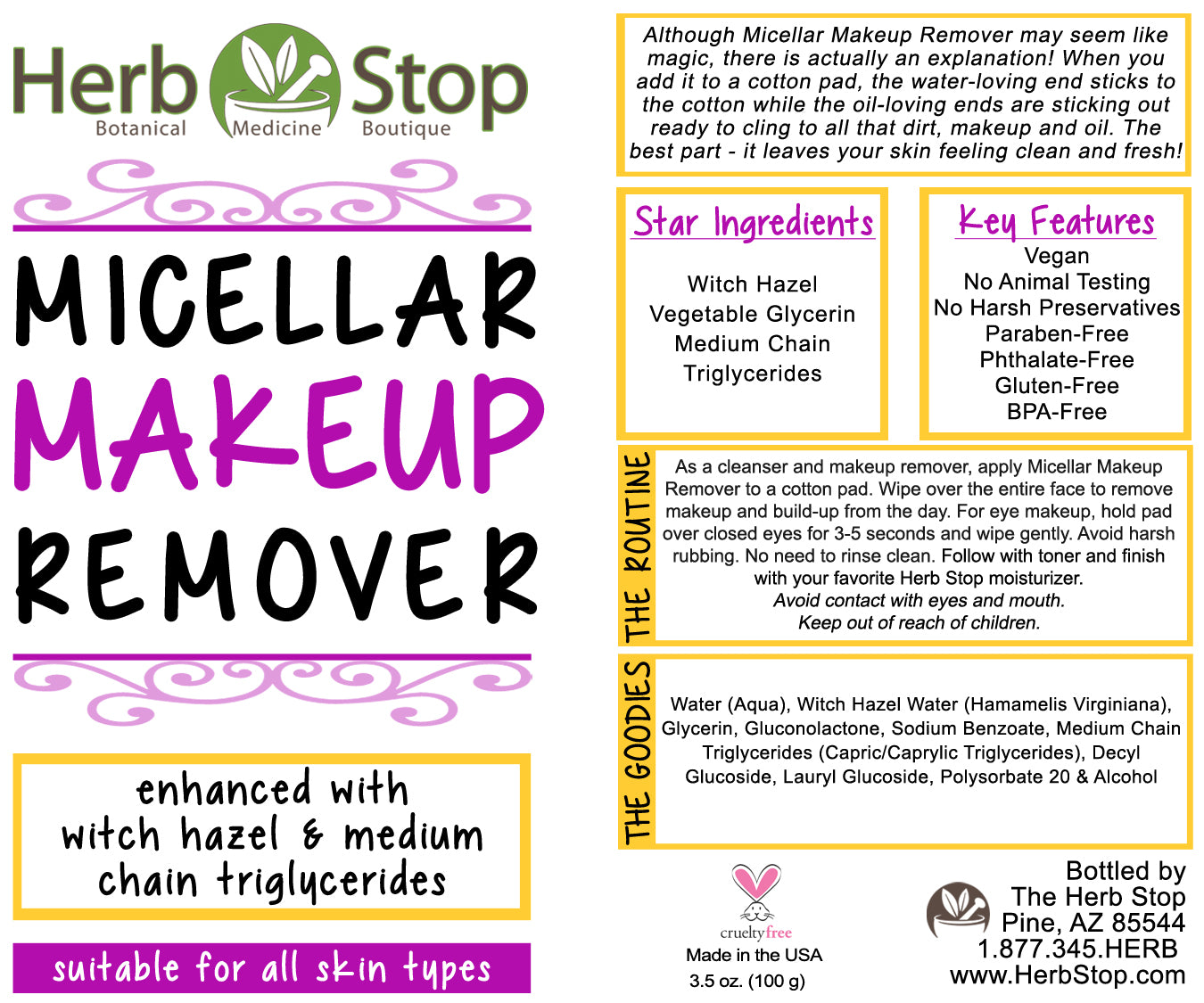 Micellar Makeup Remover Label