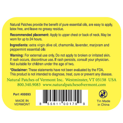 Natural Patches of Vermont Chamomile Soothing Migraine & Headache Formula