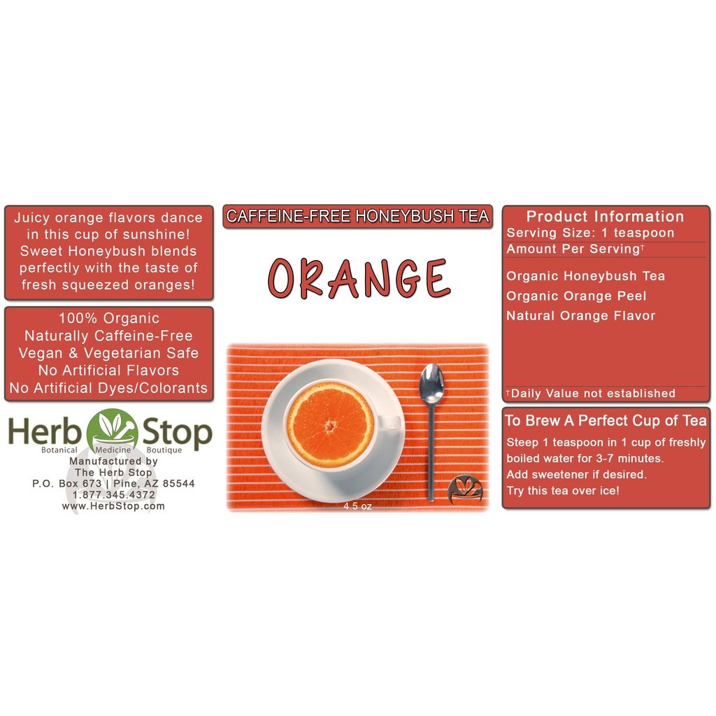 Organic Orange Honeybush Tea Label