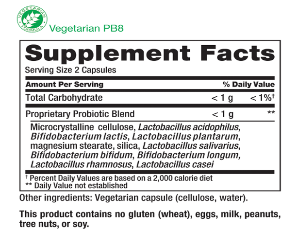 PB 8 - Pro-Biotics - Supplement Facts