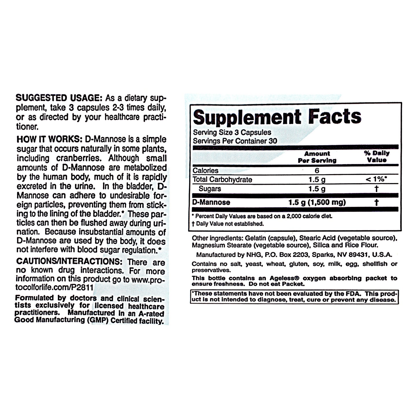 D-Mannose 500mg - Protocol For Life