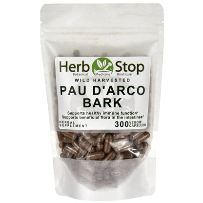 Wild Harvested Pau D'Arco Bark Capsules Bulk Bag