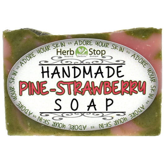 Pine Strawberry Handmade Soap Bar Front