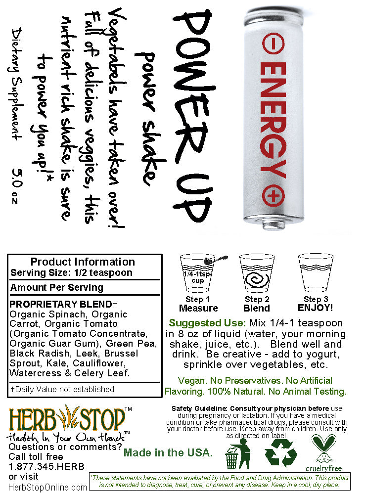 Power Up Power Shake Label