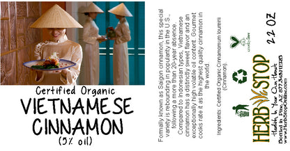 Organic Vietnamese Cinnamon label
