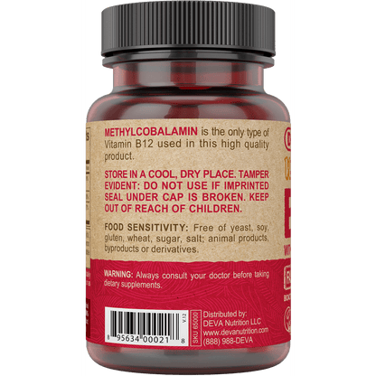 Deva Nutrition Vitamin B-12 with Folic Acid & B6 Label