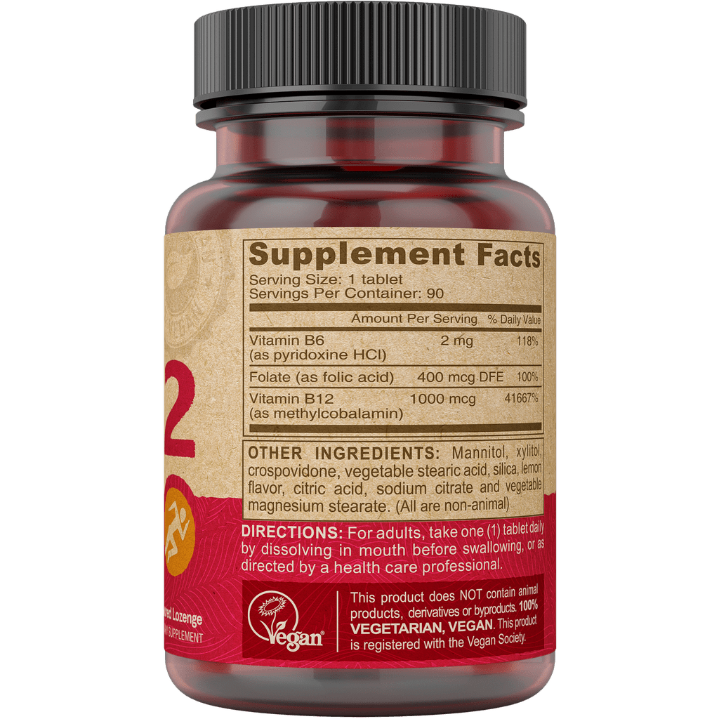 Deva Nutrition Vitamin B-12 with Folic Acid & B6 Supplement Facts