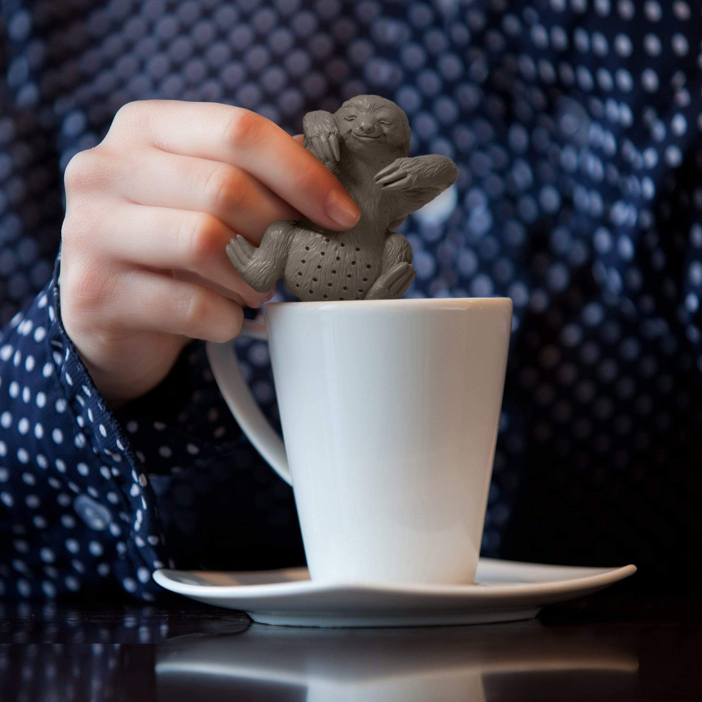 Fred Slow Brew Sloth Tea Infuser with teacup